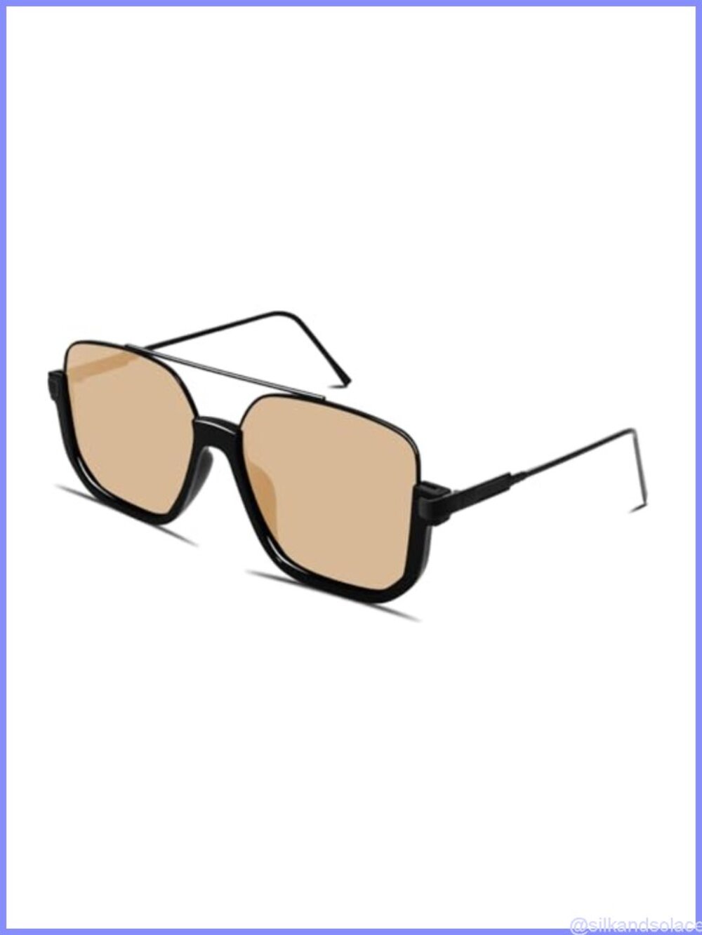 Oversized Square Aviator Sunglasses Semi-Rimless UV400 TAC Lenses